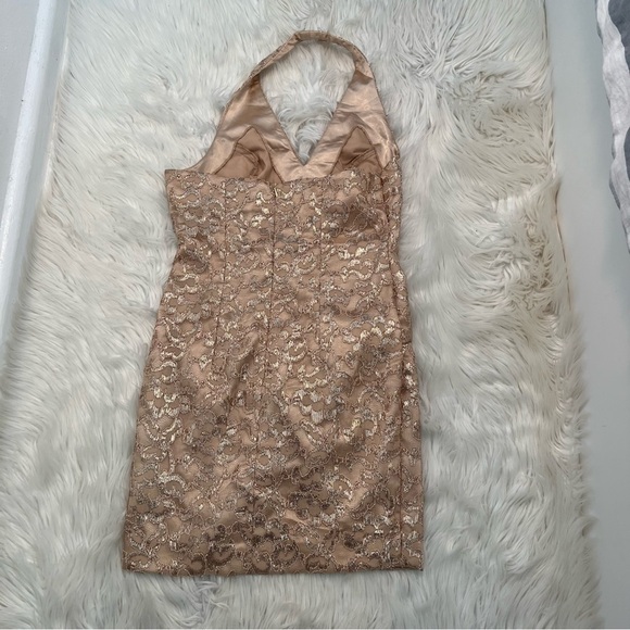 Kameez Mini Halter Dress Gold Glitter Lace - Picture 5 of 8
